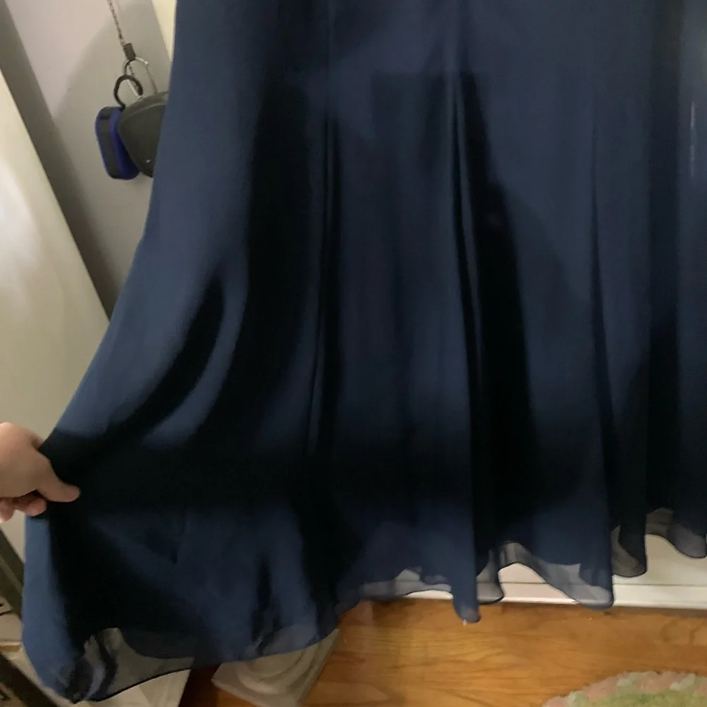 Da Vinci sz14 White Lace & Navy Chiffon Mermaid Bridesmaids Dress Floor Length - Picture 6 of 13